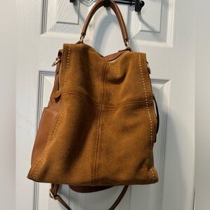 Brown faux suede back pack/bag